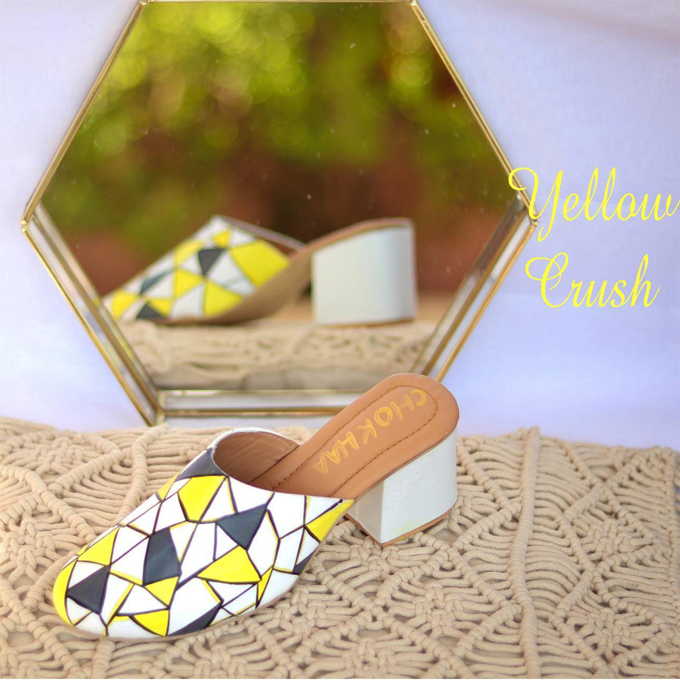 Yellow Crush Block Heel