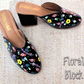 Floral Black Block Heel